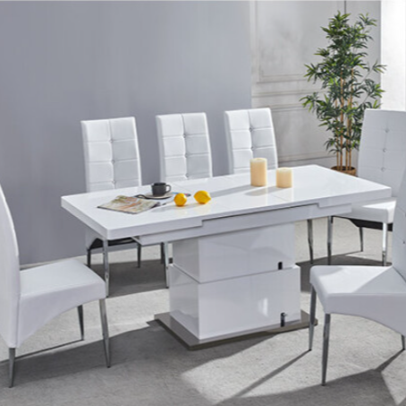 Smart Convertible White Glass Dining Table